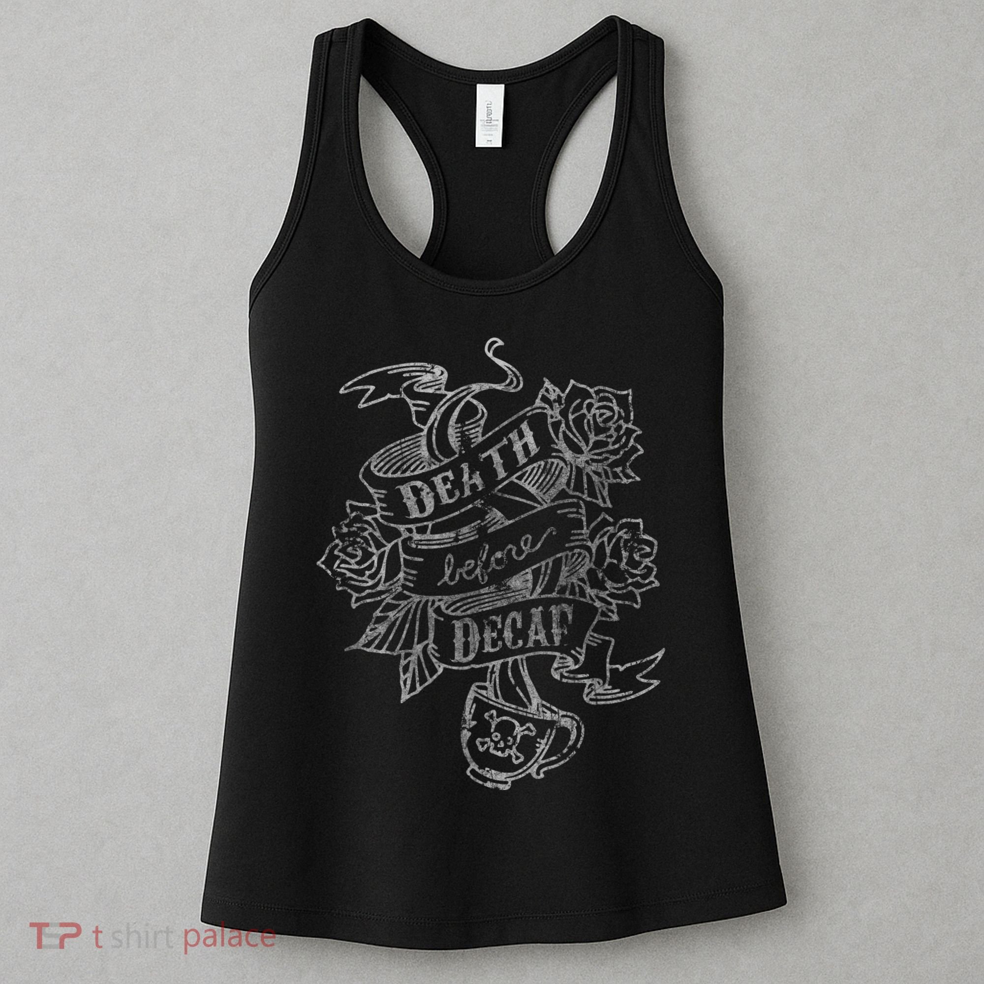 Distressed Death Before Decaf (Coffee) Women's Tank Top