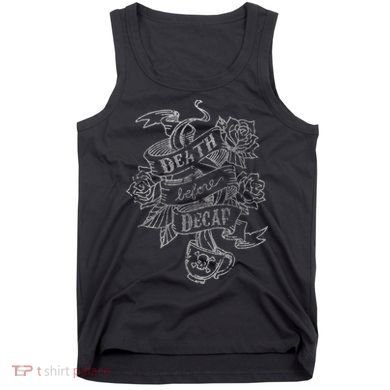 Distressed Death Before Decaf (Coffee) Tank Top