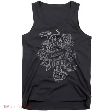 Distressed Death Before Decaf (Coffee) Tank Top