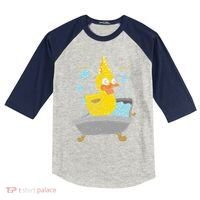 Duckling Duckie Bath Toy Ducky Rubber Duck Kids Colorblock Raglan Jersey thumb 0