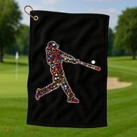 Dot Day Baseball Player Swing Golf Towel thumb 1