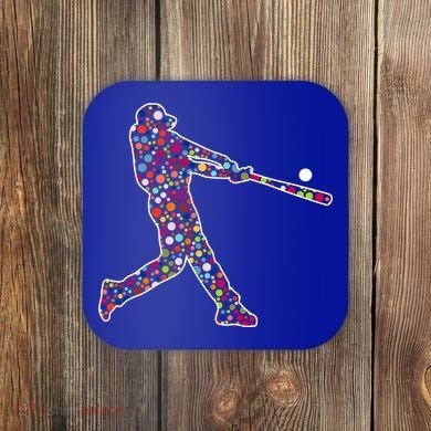 Dot Day Baseball Player Swing Coaster