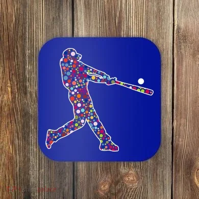 Dot Day Baseball Player Swing Coaster