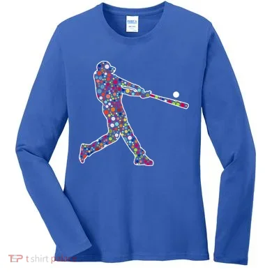 Dot Day Baseball Player Swing Women's Long Sleeve Shirt