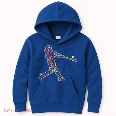 Dot Day Baseball Player Swing Kids Hoodie