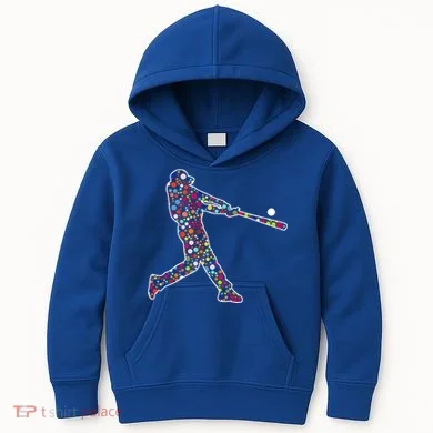 Dot Day Baseball Player Swing Kids Hoodie