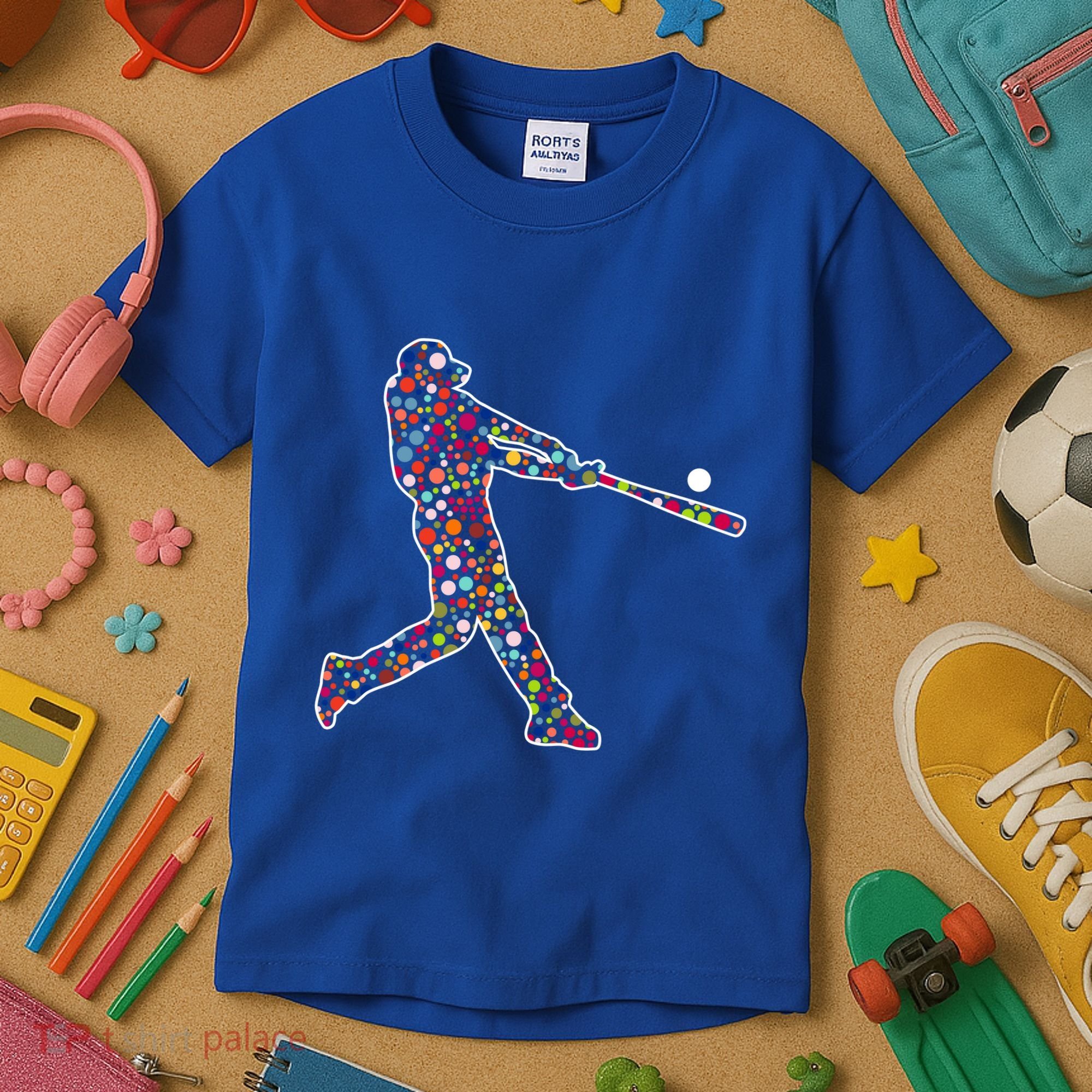 Dot Day Baseball Player Swing Kids T-Shirt