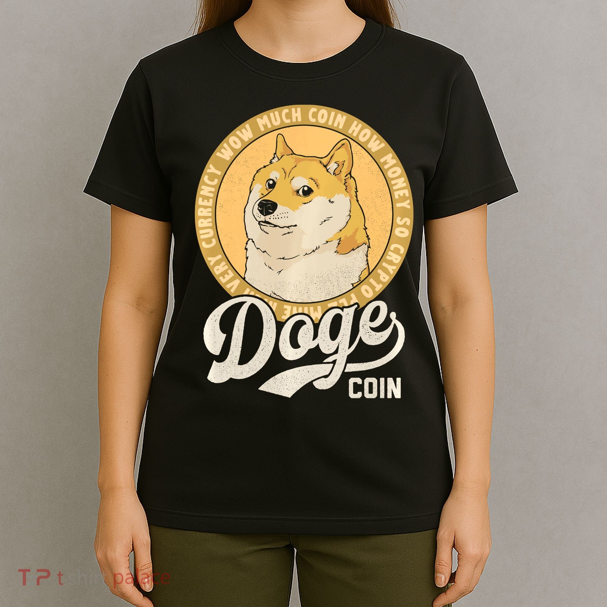 Dogecoin Doge Coin Logo Shiba Inu Dog Crypto Currency Meme T-Shirt