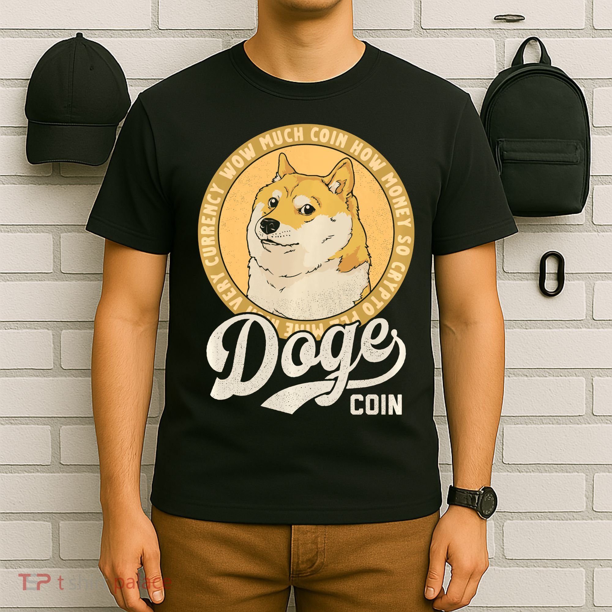 Dogecoin Doge Coin Logo Shiba Inu Dog Crypto Currency Meme T-Shirt
