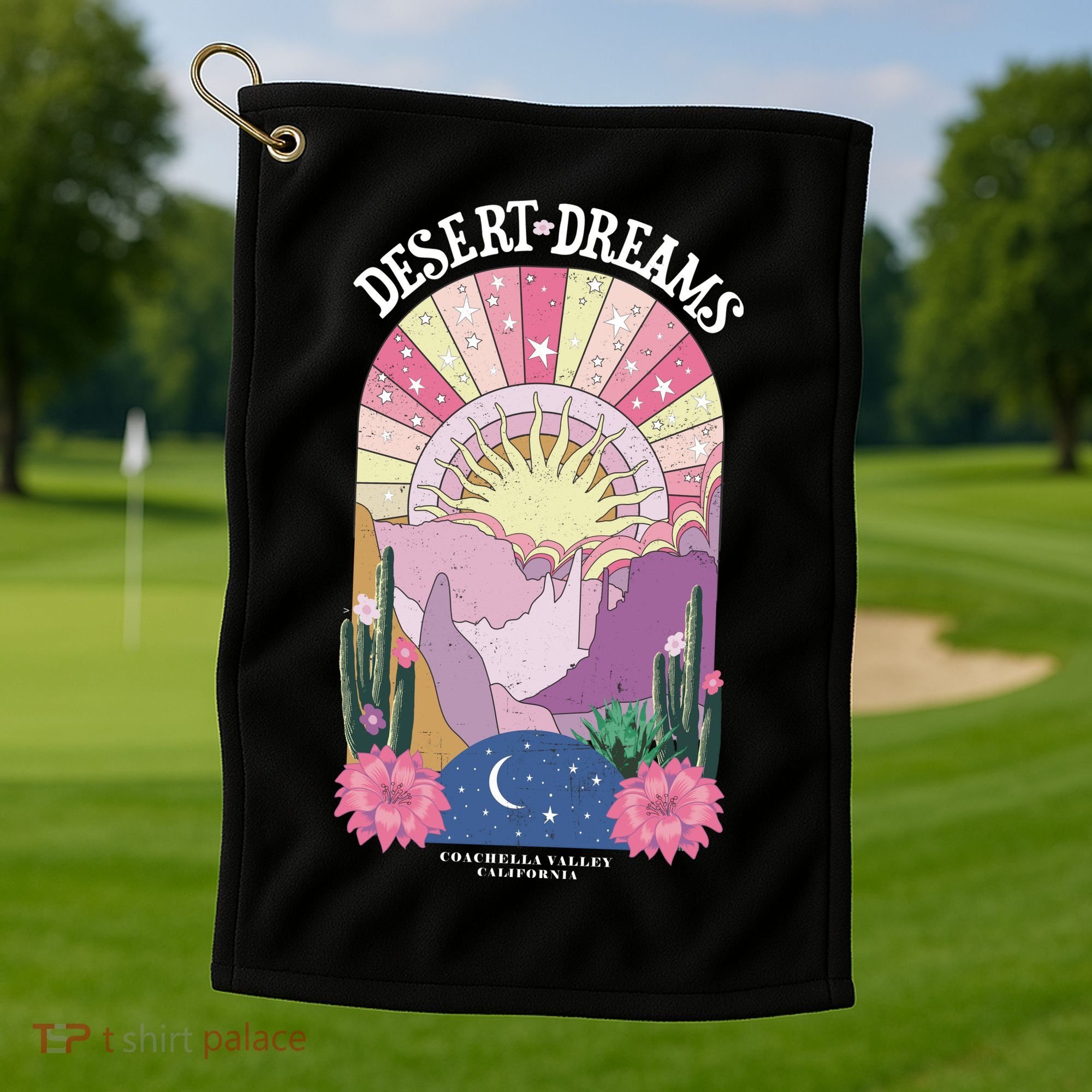 Desert Dreams Coachella Valley California Retro Golf Towel