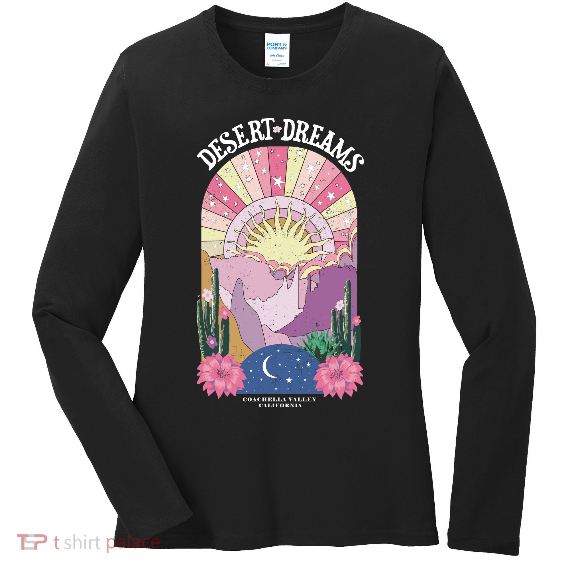 Desert Dreams Coachella Valley California Retro Women's Long Sleeve Shirt