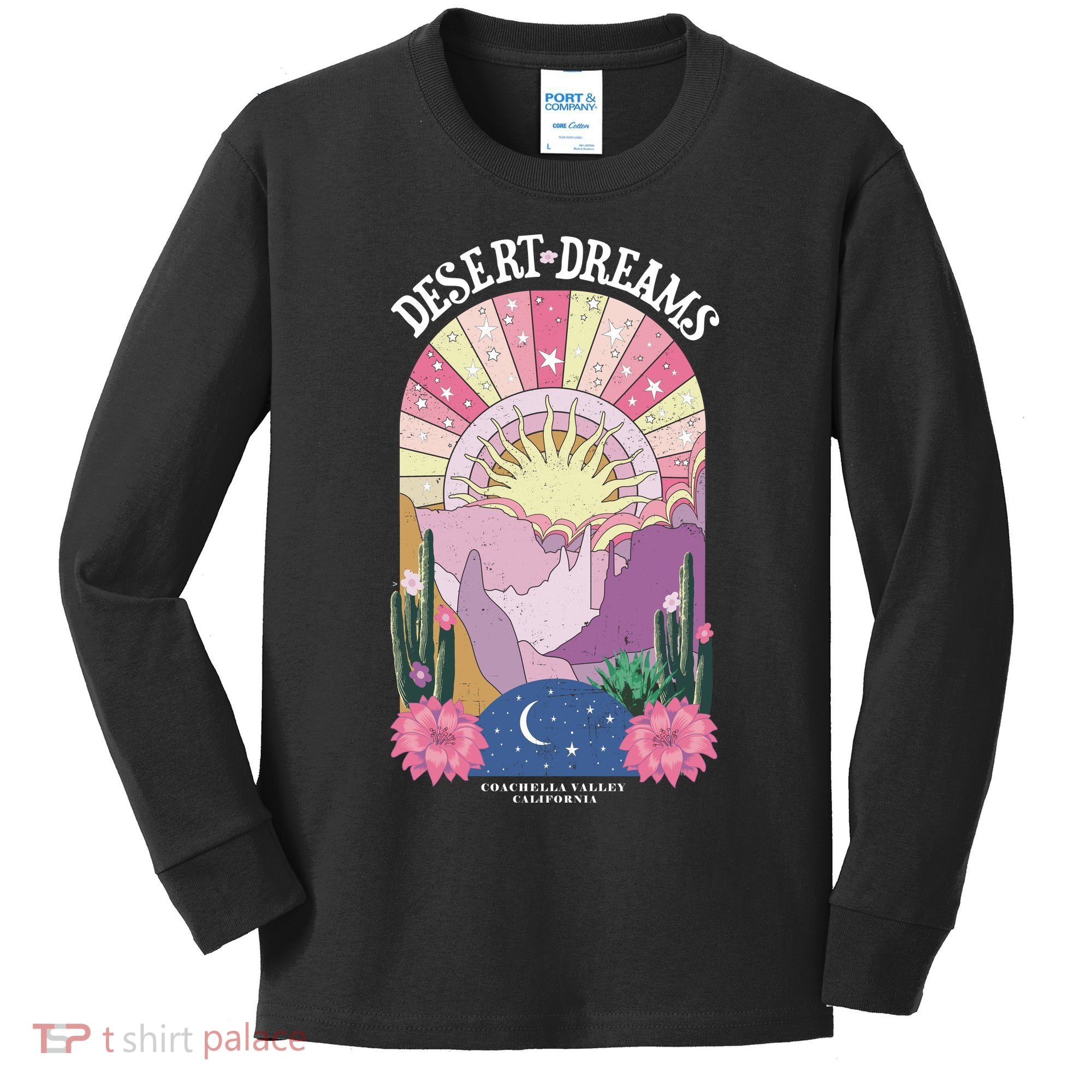Desert Dreams Coachella Valley California Retro Kids Long Sleeve Shirt
