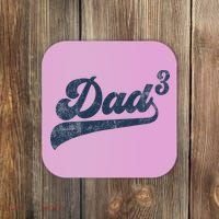Dad3 Dad Cubed Gifts Father Of Three Daddy 3 Third Time Dad Coaster thumb 0