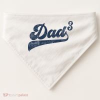 Dad3 Dad Cubed Gifts Father Of Three Daddy 3 Third Time Dad USA-Made Doggie Bandana thumb 0