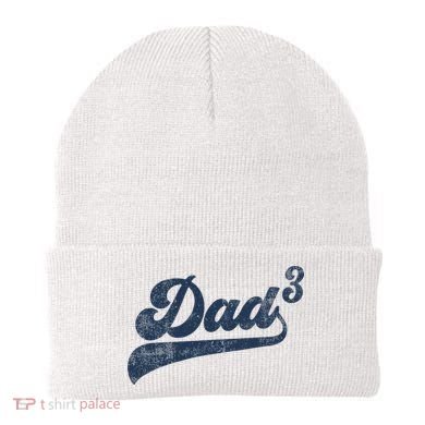 Dad3 Dad Cubed Gifts Father Of Three Daddy 3 Third Time Dad Beanie