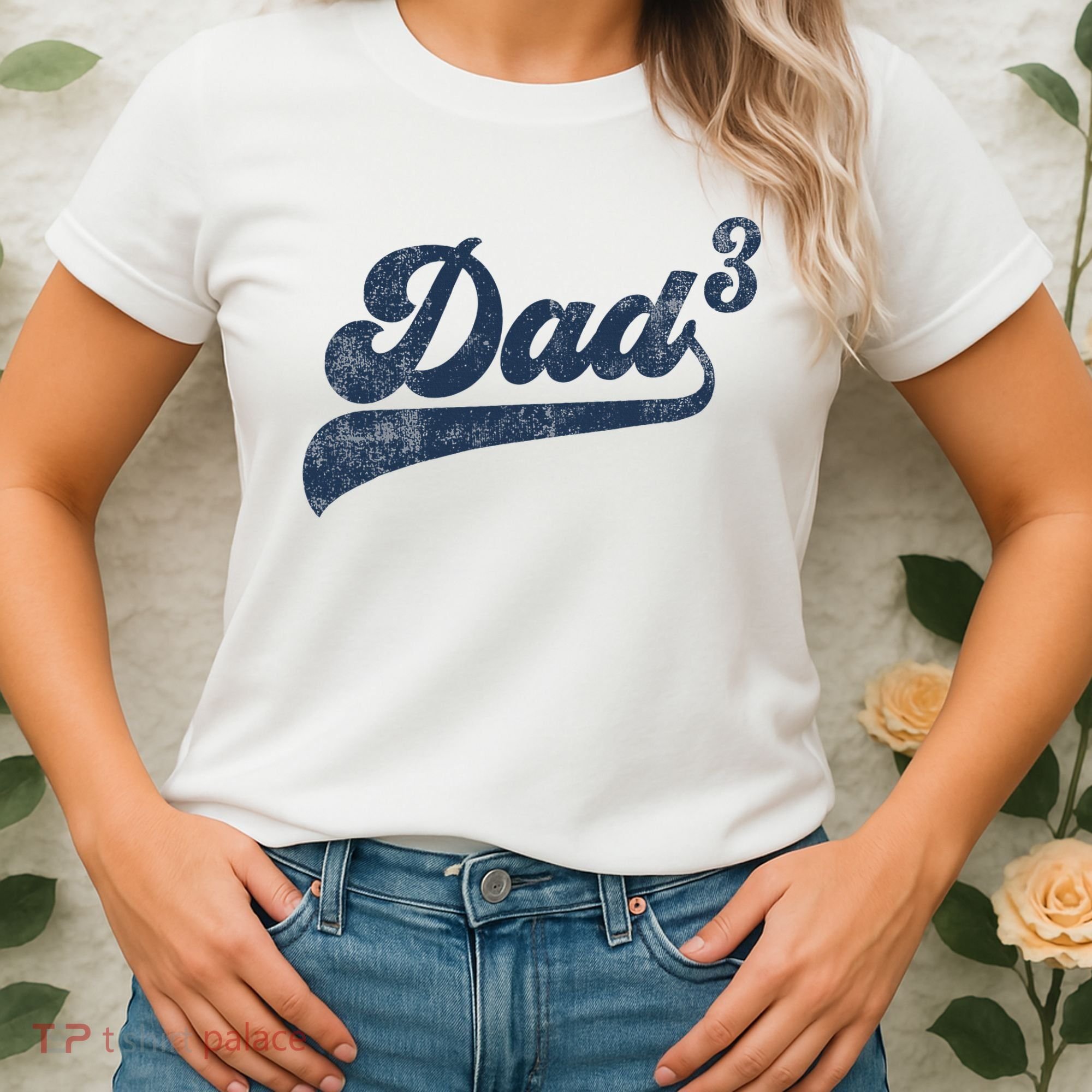 Dad3 Dad Cubed Gifts Father Of Three Daddy 3 Third Time Dad Women's T-Shirt