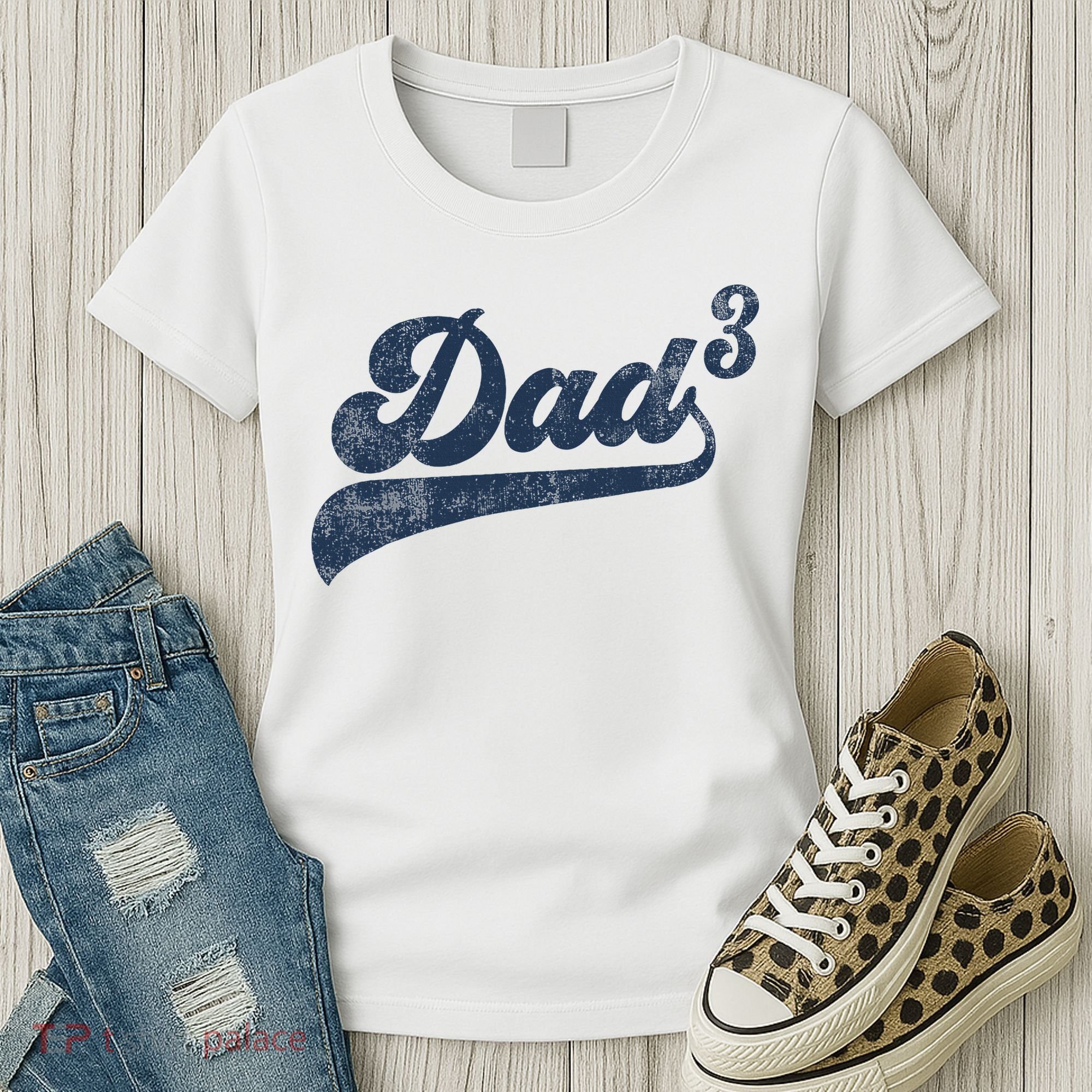 Dad3 Dad Cubed Gifts Father Of Three Daddy 3 Third Time Dad Women's T-Shirt