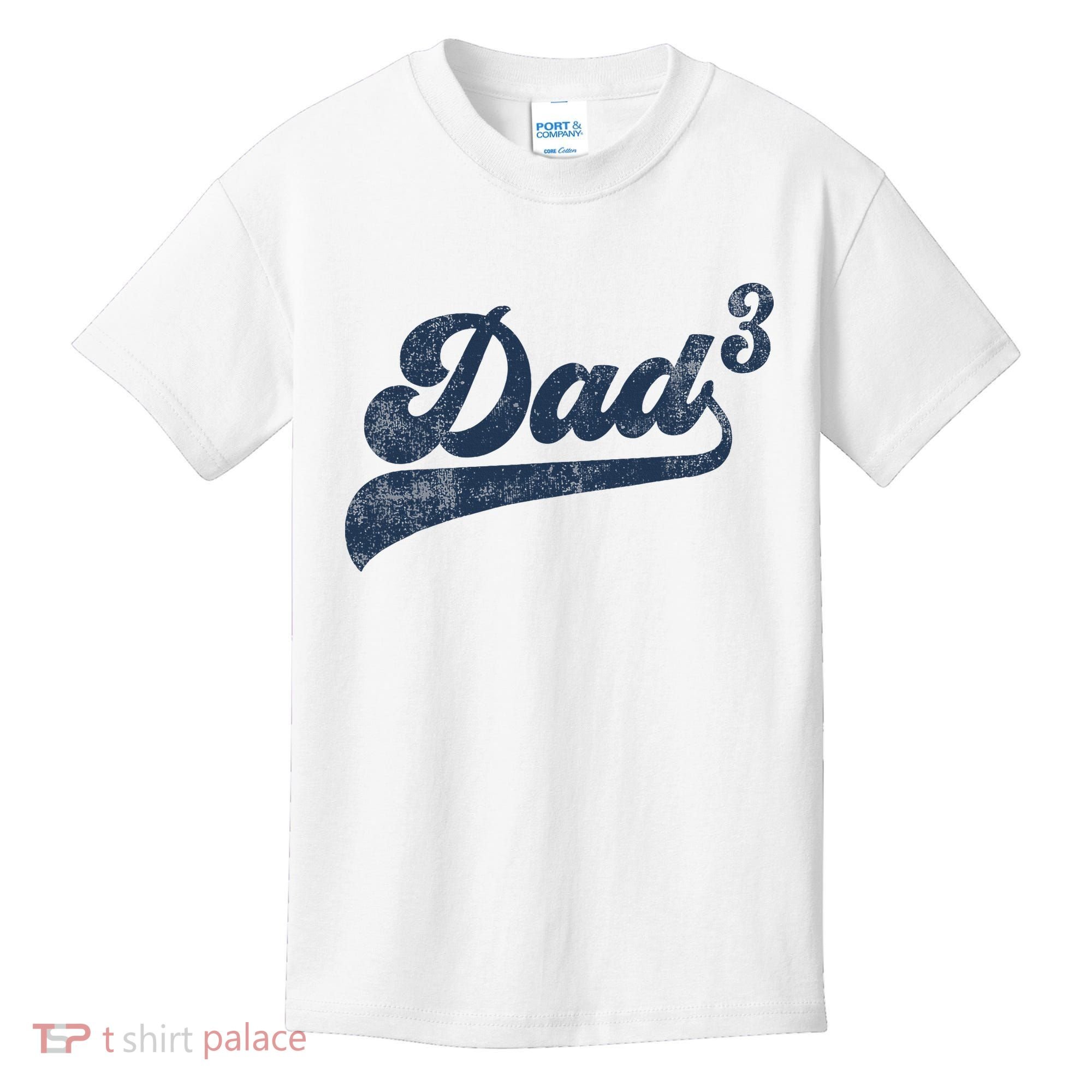 Dad3 Dad Cubed Gifts Father Of Three Daddy 3 Third Time Dad Kids T-Shirt