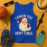 Dentist Dental Christmas Funny Santa I Know You Didn't Floss Tank Top thumb 4