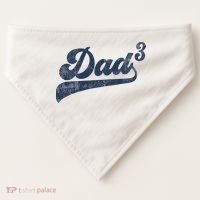 Dad3 Dad Cubed Gifts Father Of Three Daddy 3 Third Time Dad USA-Made Doggie Bandana thumb 0