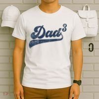 Dad3 Dad Cubed Gifts Father Of Three Daddy 3 Third Time Dad T-Shirt thumb 6