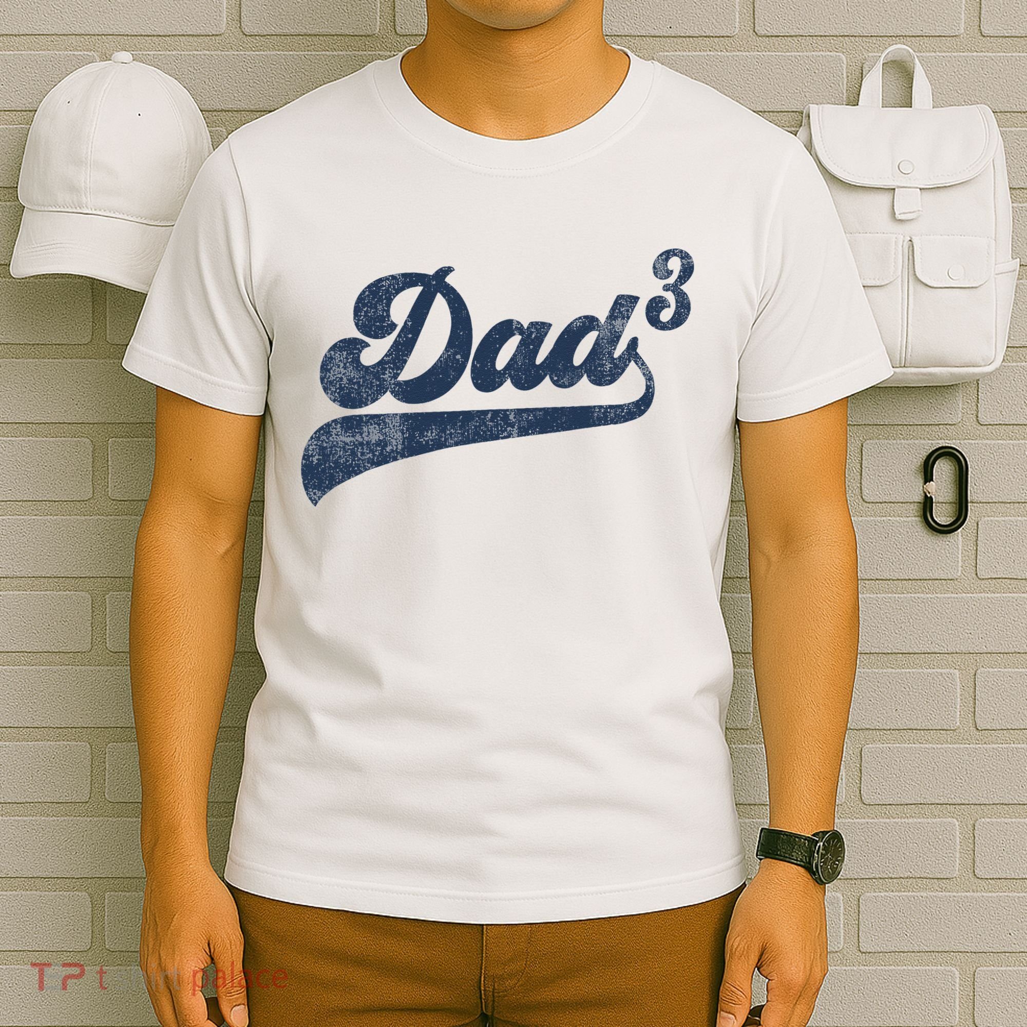 Dad3 Dad Cubed Gifts Father Of Three Daddy 3 Third Time Dad T-Shirt