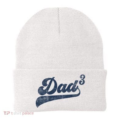 Dad3 Dad Cubed Gifts Father Of Three Daddy 3 Third Time Dad Beanie