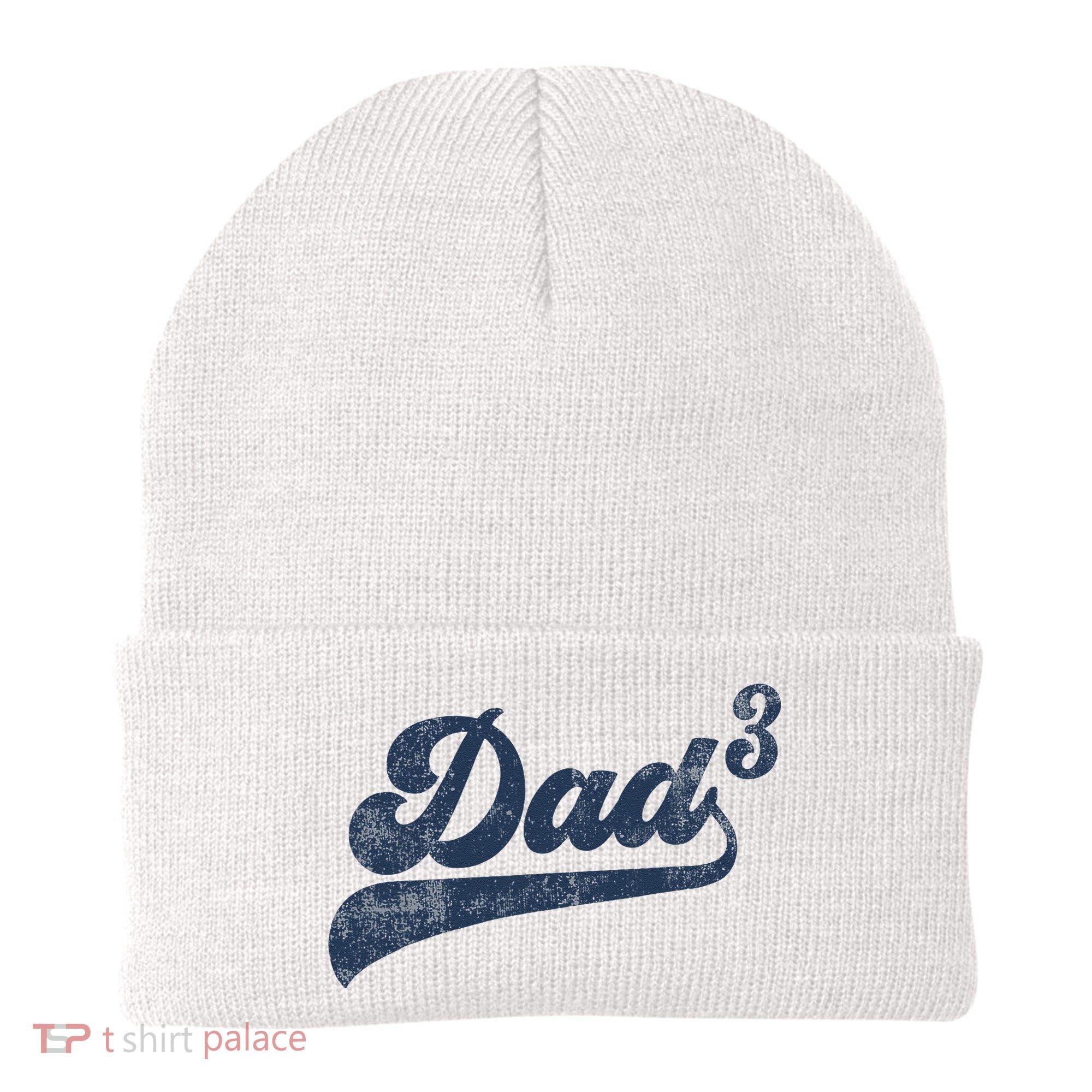 Dad3 Dad Cubed Gifts Father Of Three Daddy 3 Third Time Dad Beanie