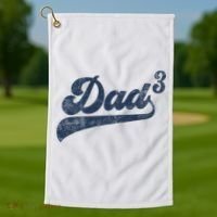 Dad3 Dad Cubed Gifts Father Of Three Daddy 3 Third Time Dad Golf Towel thumb 1