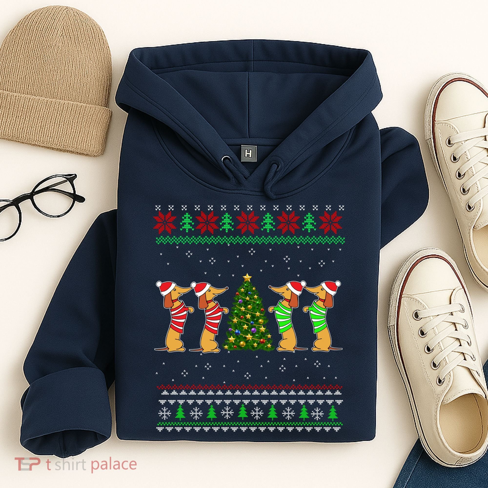 Dachshund Dog Christmas Ugly Sweater Dachshund Xmas Gift Hoodie