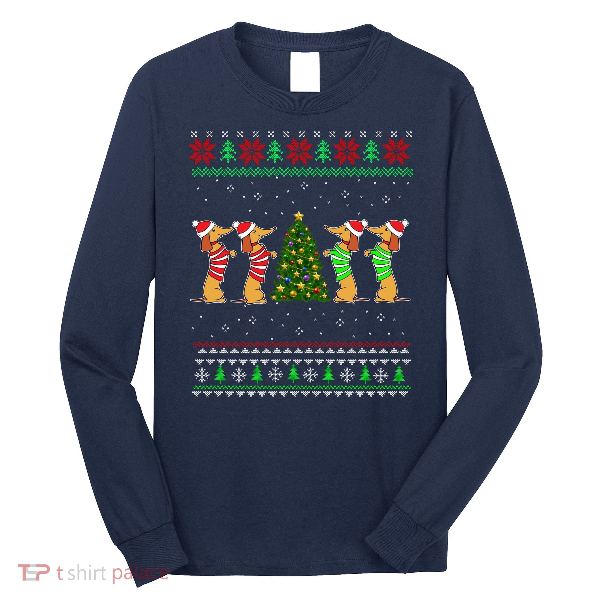 Dachshund Dog Christmas Ugly Sweater Dachshund Xmas Gift Long Sleeve Shirt