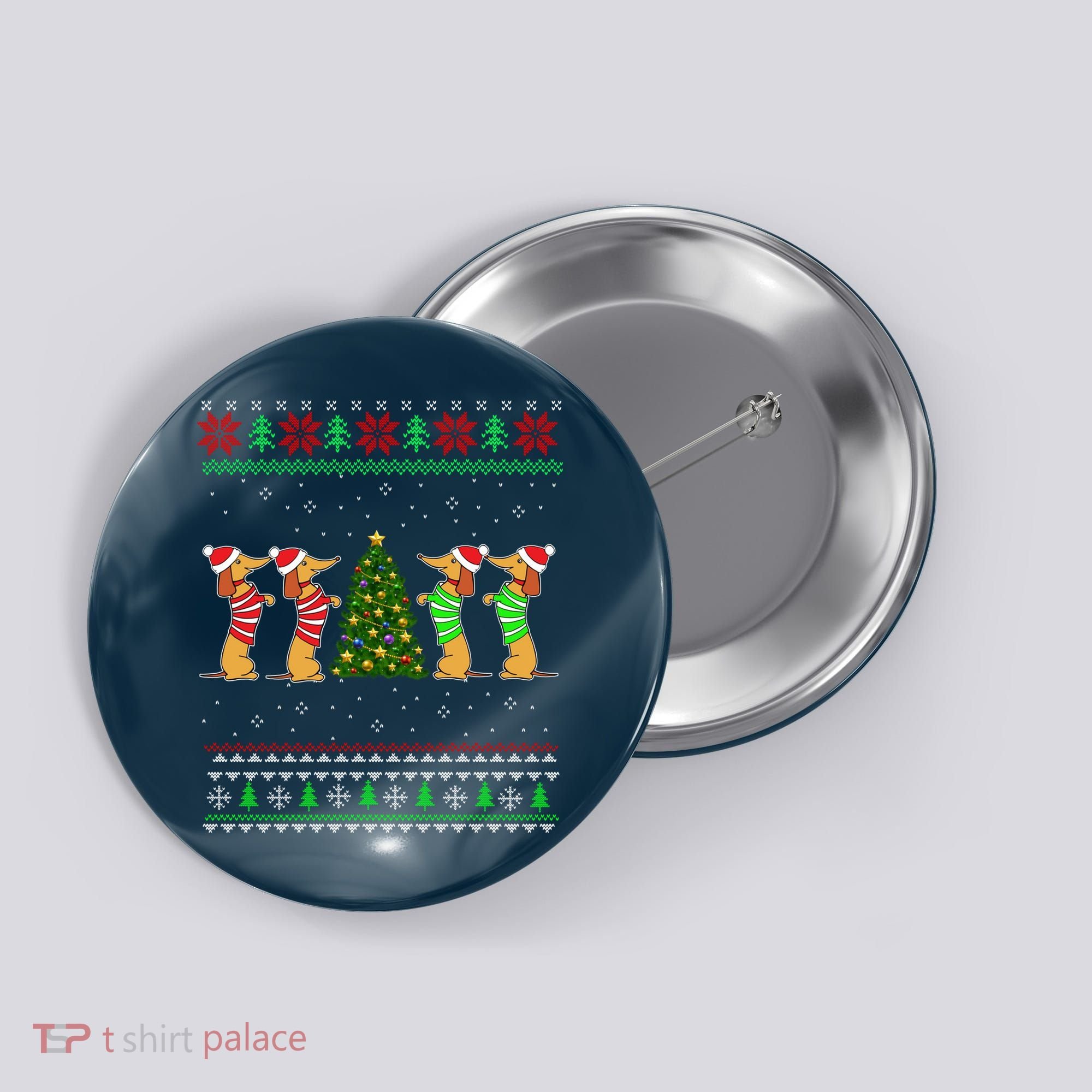 Dachshund Dog Christmas Ugly Sweater Dachshund Xmas Gift Button