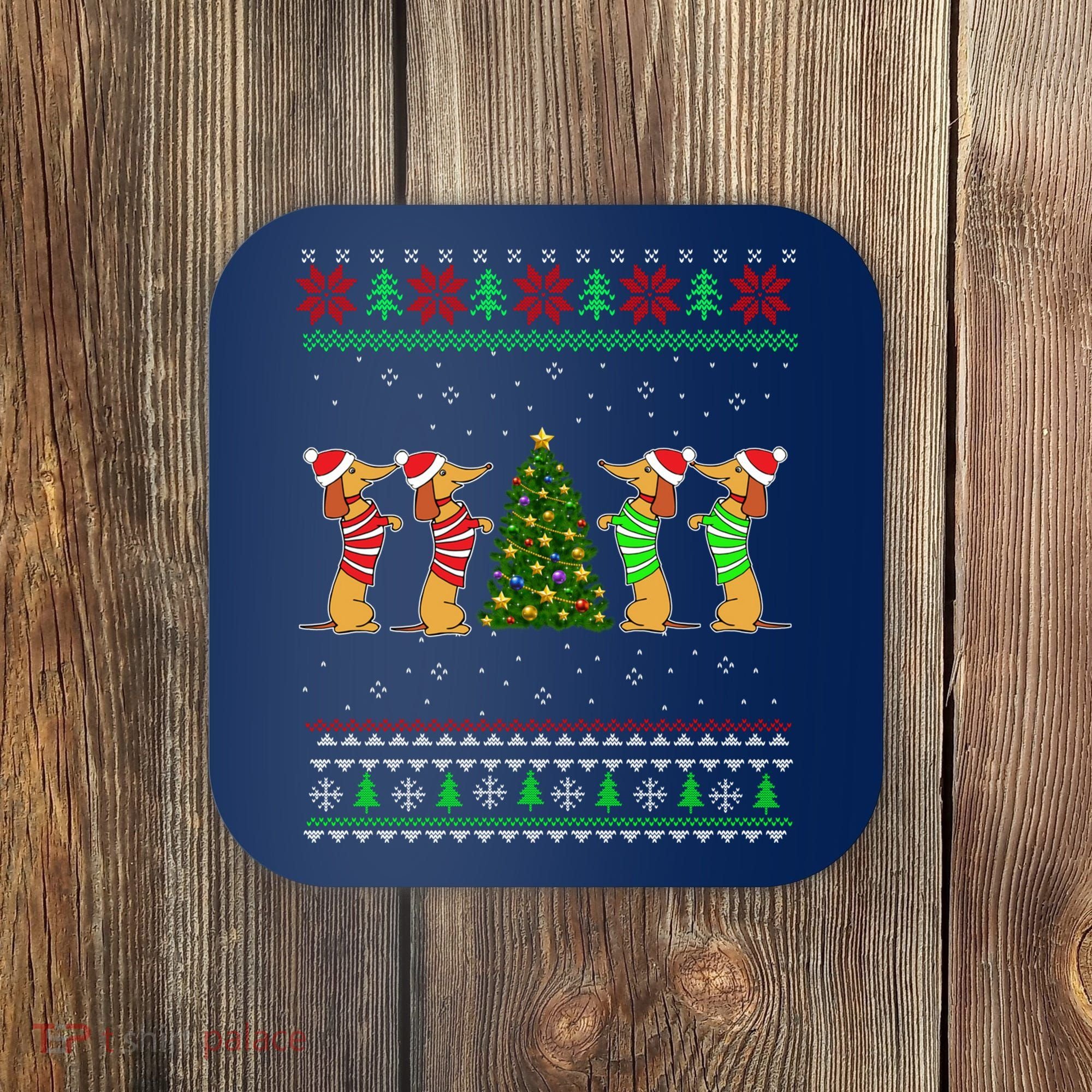 Dachshund Dog Christmas Ugly Sweater Dachshund Xmas Gift Coaster