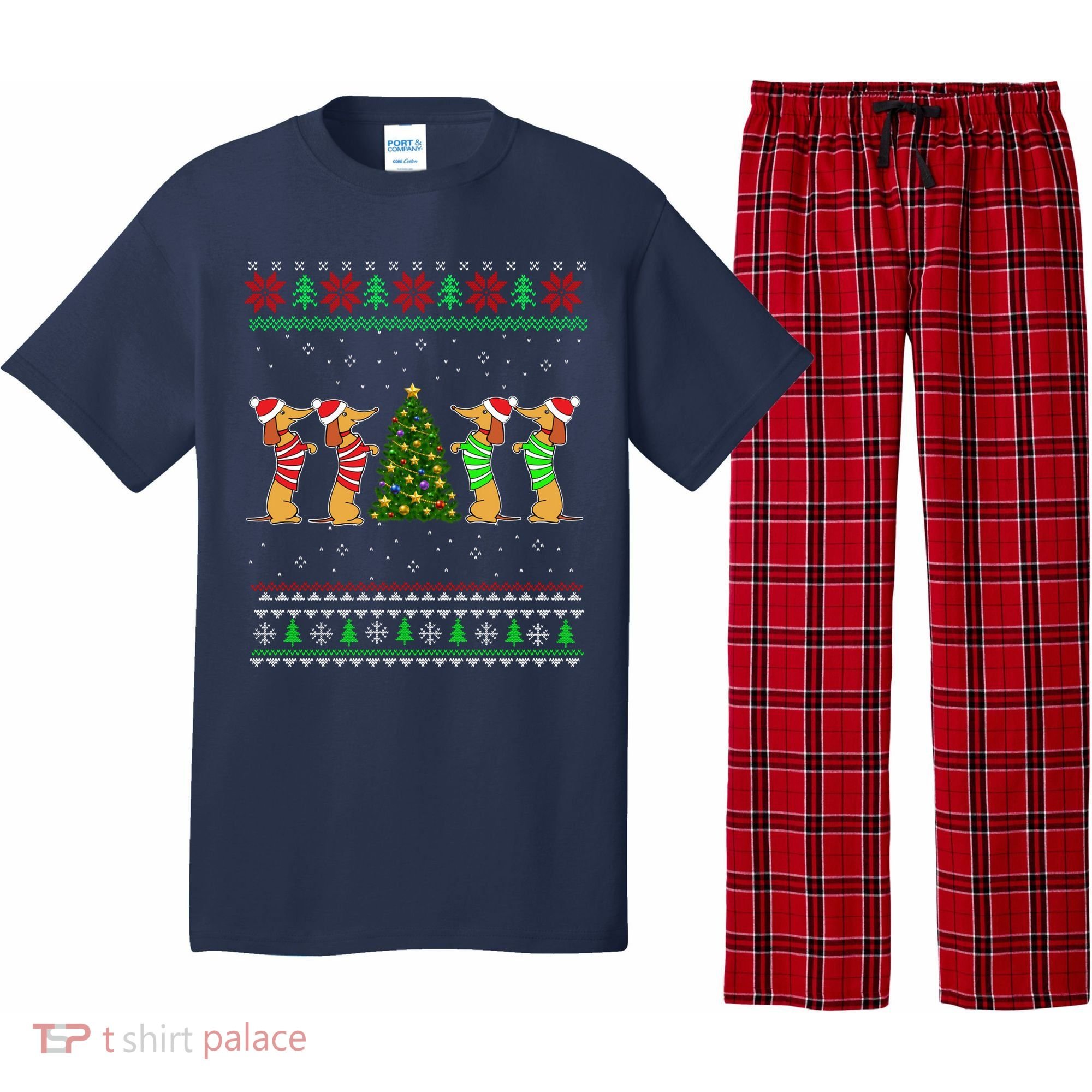 Dachshund Dog Christmas Ugly Sweater Dachshund Xmas Gift Pajama Set