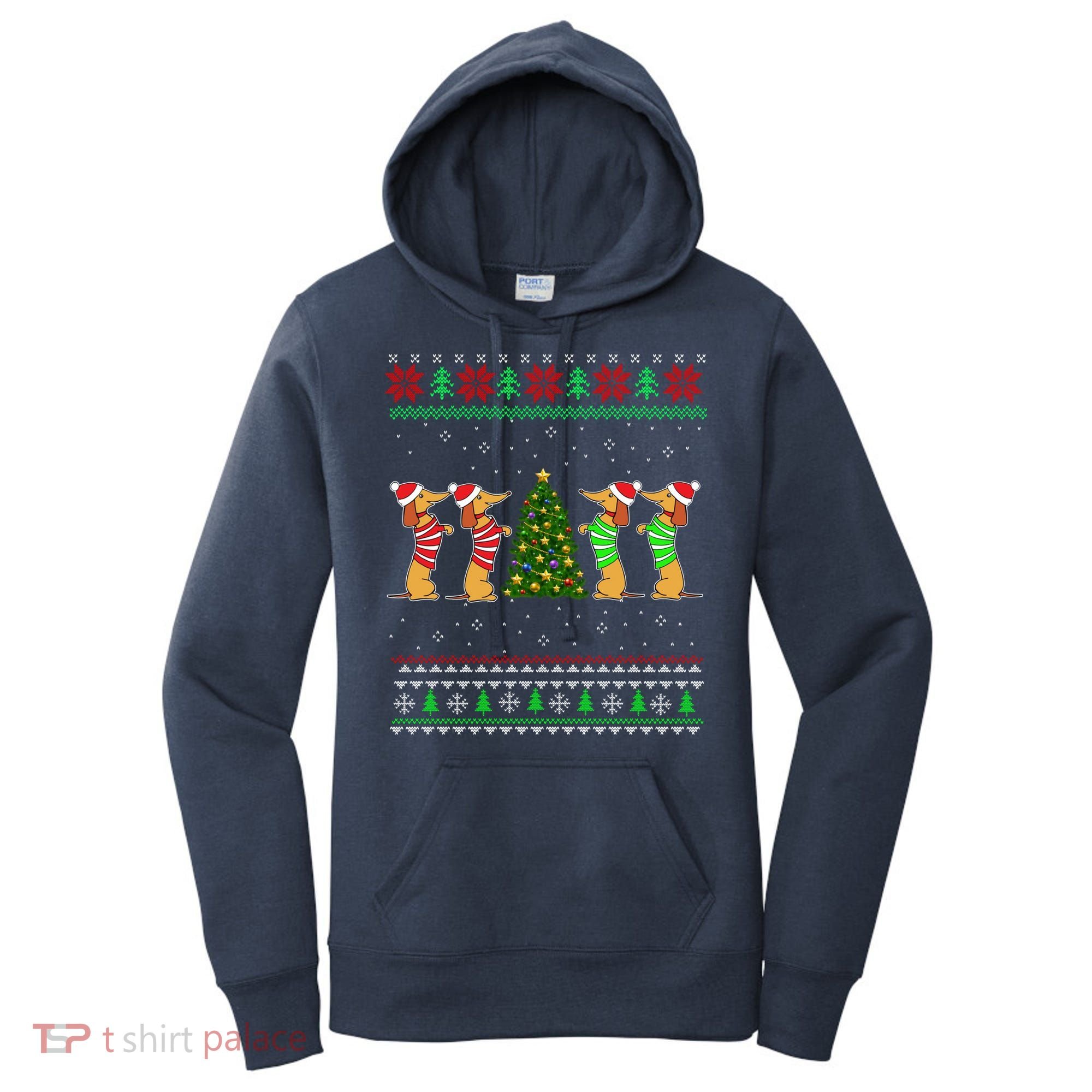 Dachshund Dog Christmas Ugly Sweater Dachshund Xmas Gift Women's Hoodie