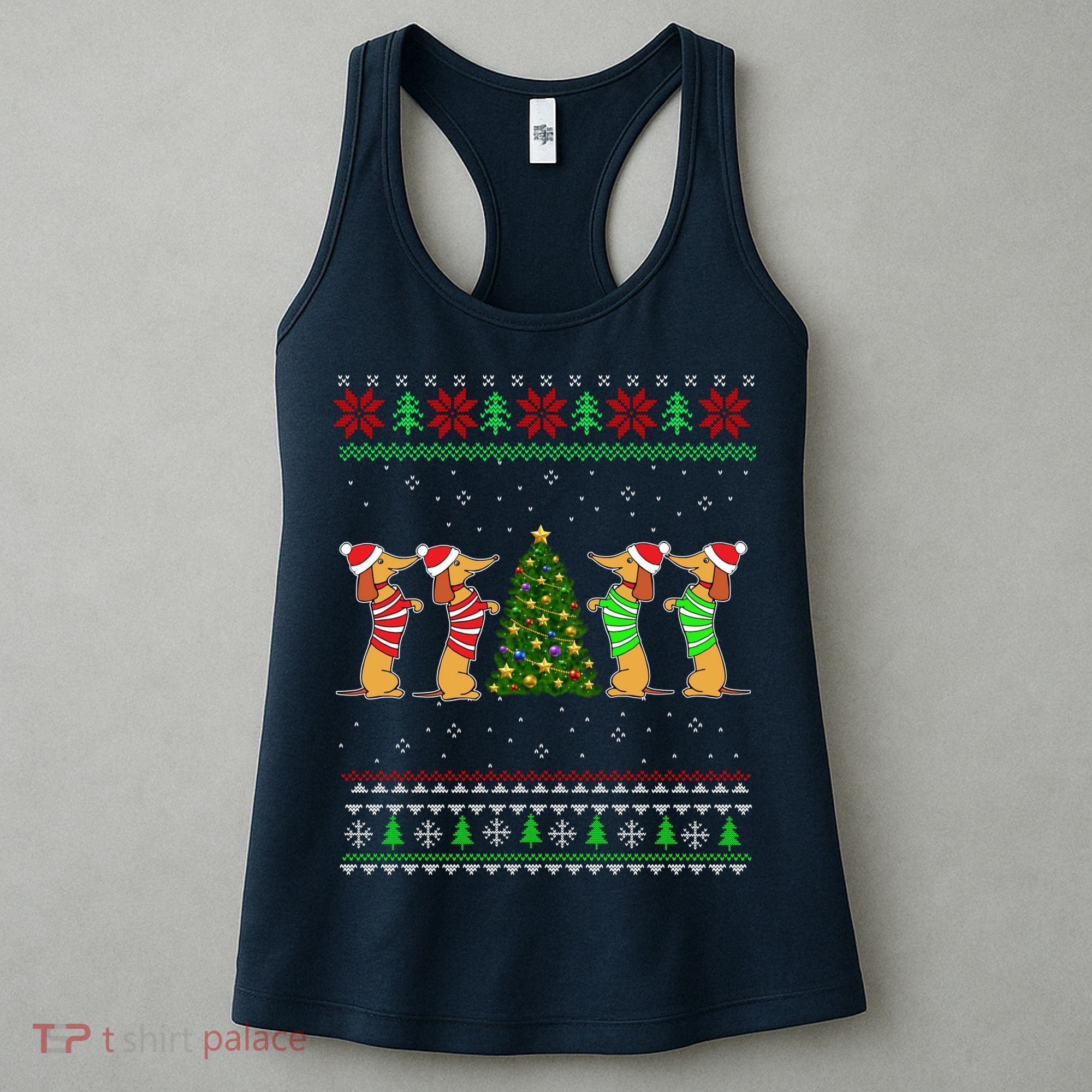 Dachshund Dog Christmas Ugly Sweater Dachshund Xmas Gift Women's Tank Top