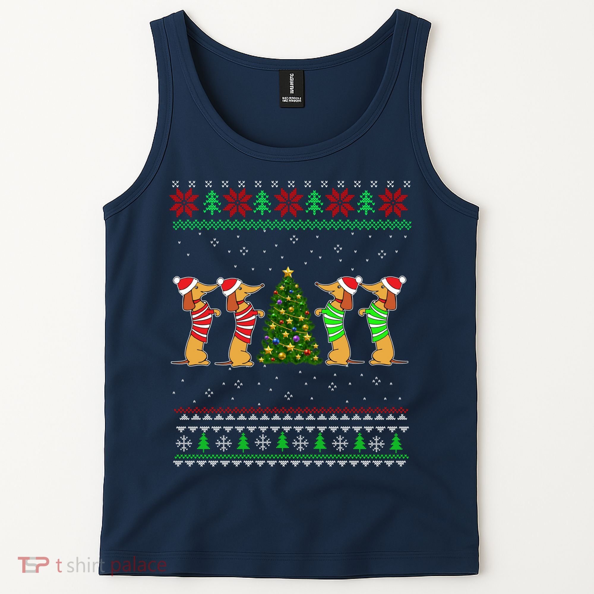 Dachshund Dog Christmas Ugly Sweater Dachshund Xmas Gift Tank Top