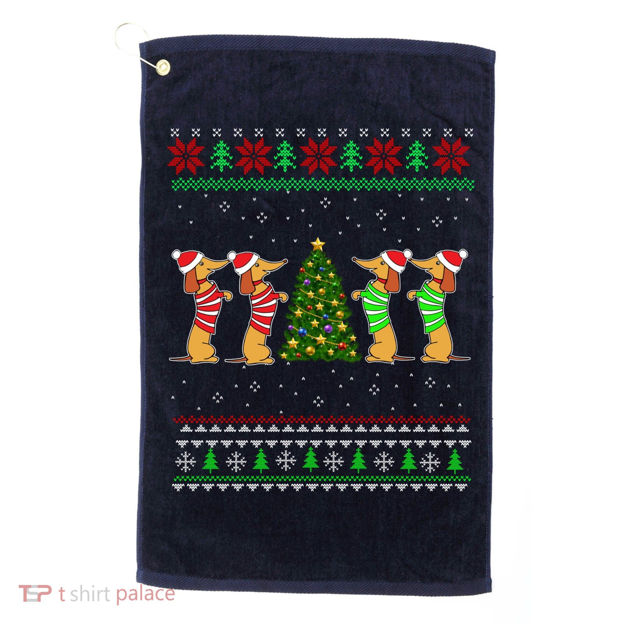 Dachshund Dog Christmas Ugly Sweater Dachshund Xmas Gift Golf Towel
