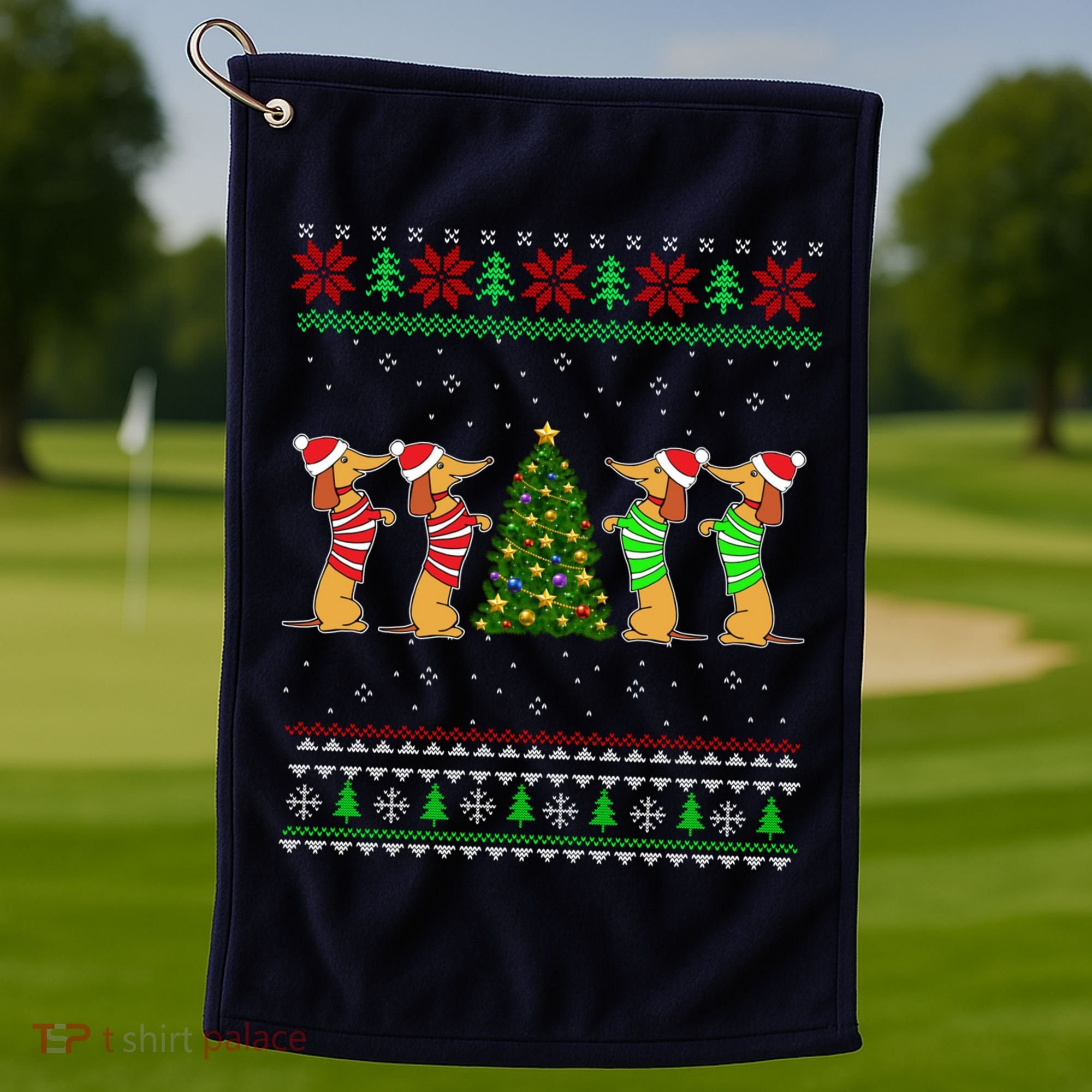 Dachshund Dog Christmas Ugly Sweater Dachshund Xmas Gift Golf Towel