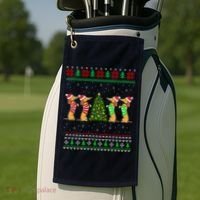 Dachshund Dog Christmas Ugly Sweater Dachshund Xmas Gift Golf Towel thumb 2