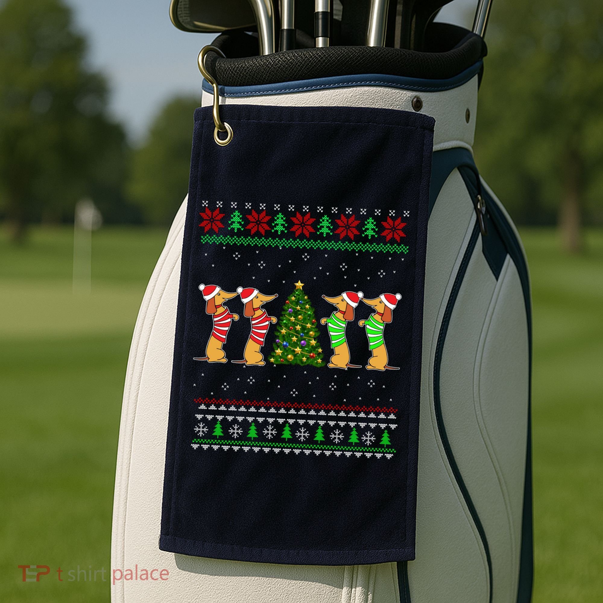 Dachshund Dog Christmas Ugly Sweater Dachshund Xmas Gift Golf Towel
