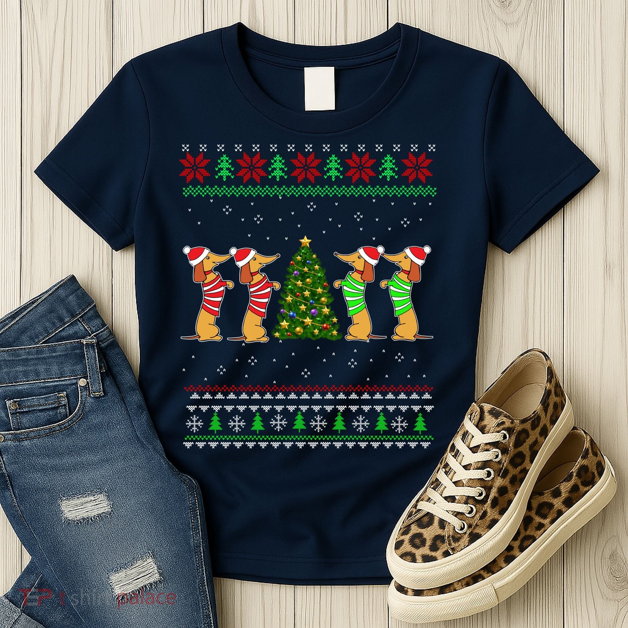 Dachshund Dog Christmas Ugly Sweater Dachshund Xmas Gift Women's T-Shirt