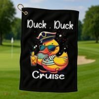 Duck Duck Cruise Funny Family Cruising Matching Squad Golf Towel thumb 1
