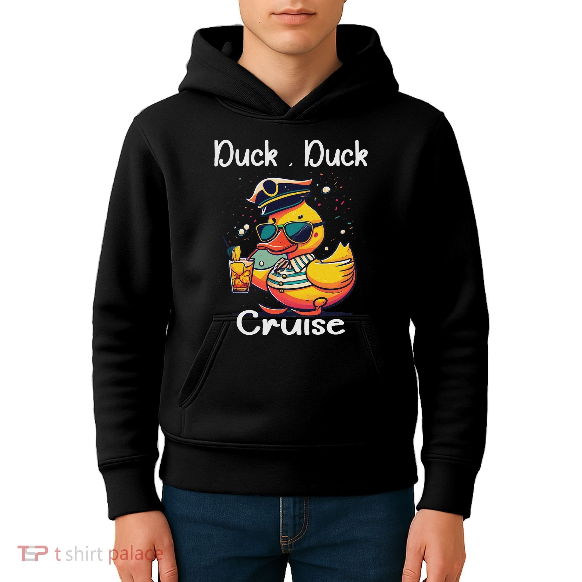 Duck Duck Cruise Funny Family Cruising Matching Squad Kids Hoodie