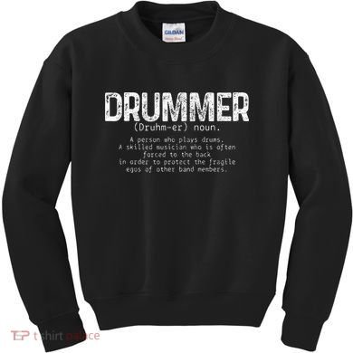 Drummer Definition Drums Drumming Funny Drummer Kids Sweatshirt