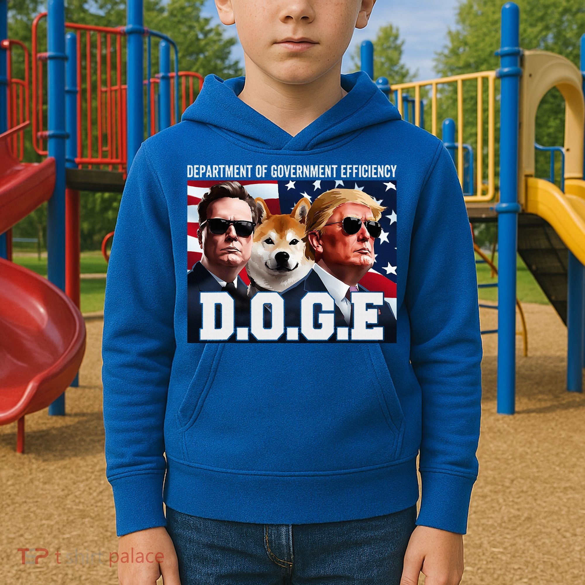 D.O.G.E Doge Department Of Government Efficiency Kids Hoodie