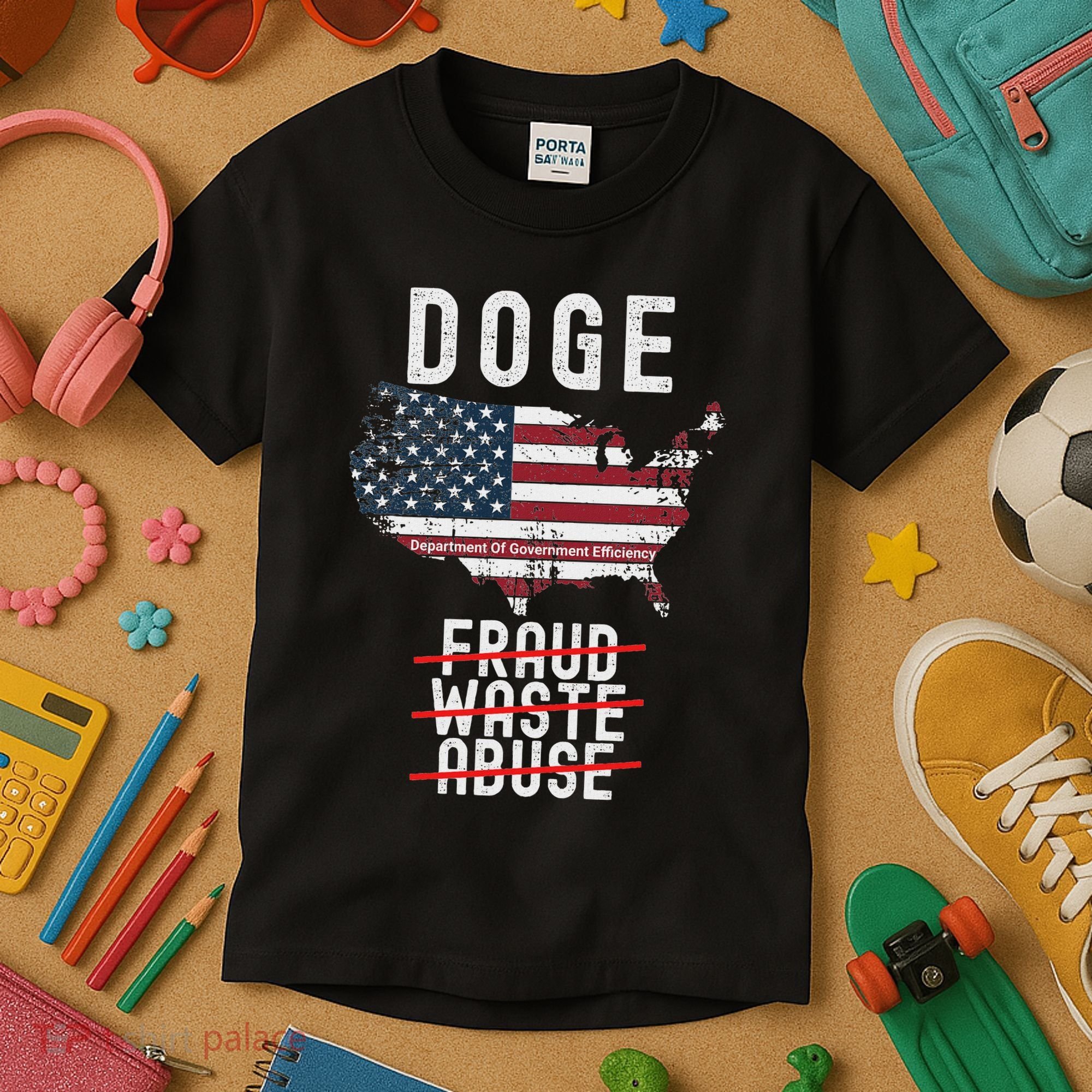 Doge D.O.G.E. Department Of Government Efficiency Kids T-Shirt