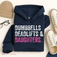 Dumbbells Deadlifts Daughters Funny Gym Workout Fathers Day Hoodie thumb 4