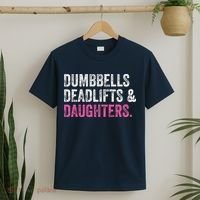 Dumbbells Deadlifts Daughters Funny Gym Workout Fathers Day T-Shirt thumb 2