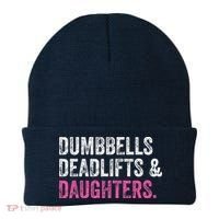 Dumbbells Deadlifts Daughters Funny Gym Workout Fathers Day Beanie thumb 0